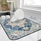 Bohemian Textile Rug Texture Dish Drying Mat,16"X24" Absorbent Fast Dish Drying Mat for Kitchen Counter Pot and Pan, Kitchen Accessories