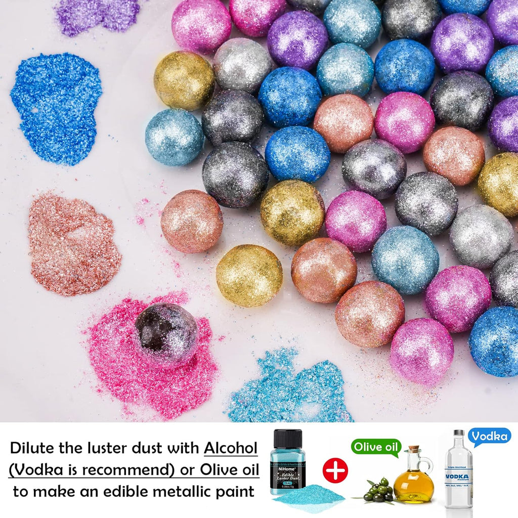 NiHome Edible Food-Grade Glimmer Powder Glitter Luster Dust Metallic Food Decorating Sprinkle Glimmery Dust for Drink Wine Beverage Cake Candy Dessert Bakery Restaurant Vegan (0.18oz/5g, Teal)