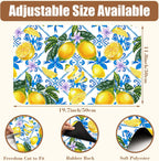 Lemon Fruit and Purple Flower Coffee Mat Absorbent Dish Drying Mat for Kitchen Counter Hide Stain Rubber Backed Coffee Bar Accessories Fit Under Espresso Machine Dish Drainer, 11.8 x 19.7 Inch