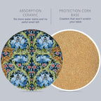 Coaster for Drinks Set of 6, Vintage Flower Absorbing Round Ceramic Stone Coaster with Cork Base,Tabletop Protection Mat for Mugs and Cups,Coffee Table Wine Glass Home Bar 4 Inch