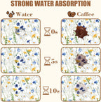 Watercolor Wildflower Dish Drying Mat for Kitchen Counter Hide Stain Absorbent Drying Rack Pad Rubber Backed Coffee Mat Espresso Machine Coffee Bar Accessories 11.8 x 19.7 Inch