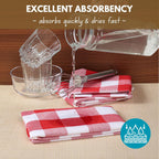 Native Fab 6-Pack Kitchen Towel with Hanging Loop 16x26 inches, Cotton Buffalo Check Kitchen Towels for Cleaning Drying, Washcloths Soft & Absorbent Cloth Rags, Bar Towel, Dish Cloth, Red