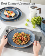 UNICASA Ceramic Large Dinner Plates - 11 Inch Dessert, Salad Plate Set of 4 for Steak, Pasta, Dinnerware Sets, Scratch Resistant - Porcelain Serving Dishes, Dishwasher & Microwave Safe (Blue)
