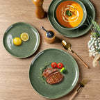 AmorArc Ceramic Dinner Plates Set of 6, 10.5 Inch Handmade Reactive Glaze Stoneware Plates, Rustic Shape Dinnerware Dish Set for Kitchen, Microwave & Dishwasher Safe, Scratch Resistant