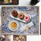 Rectangle Serving Tray with Handles, Coffee Table Tray for Ottoman, Living Room, Outdoor Tray for Patio Entertaining, Serving Breakfast Kitchen Platter, Windrush