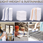 120 PC New Cotton Blend White Restaurant Bar Mops Kitchen Towels (10 Dozen ) (120, Gold Stripe), 32 Oz