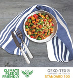 Urban Villa Kitchen Towels 100% Cotton Dish Towels for Kitchen (Set of 6) 20”x30” Dish Cloths Highly Absorbent Kitchen Linen Set with Hanging Loop Perfect for Drying Dishes Cleaning Towels-Blue White