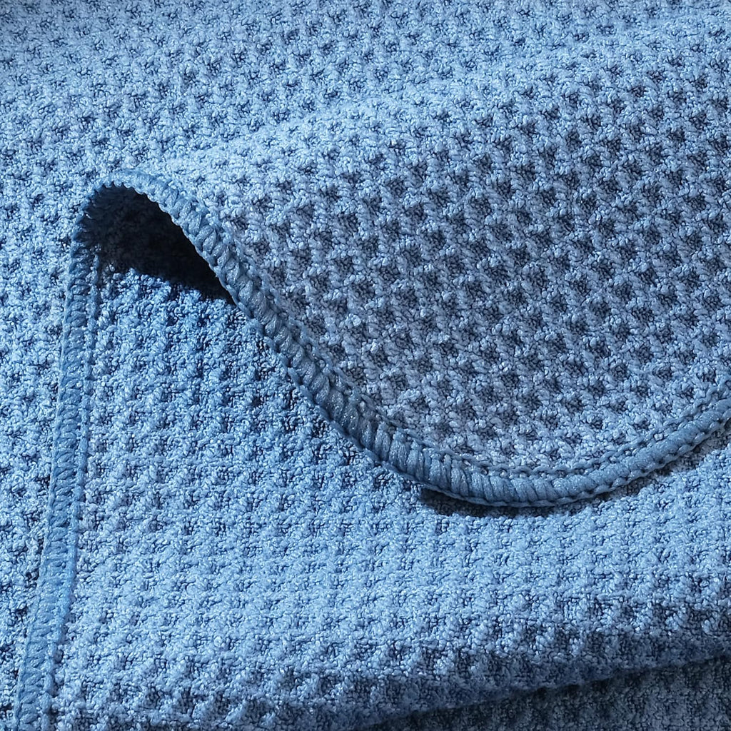 POLYTE Premium Microfiber Kitchen Dish Cloth Waffle Weave 12 Pack (12x12 in, Dark Blue, Gray, Off White)