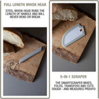 Artisan Bread Whisk and Bench Scraper Duo - Essential Dough Mixer Tools - Sourdough Bread Baking Supplies