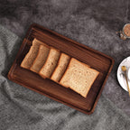 Rustic Walnut Wood Serving Tray, 13"x9" Rectangle Platter, Tea/Coffee Table Tray, Kitchen Decor, Wood Dessert Cup & Vanity Tray for Jewelry