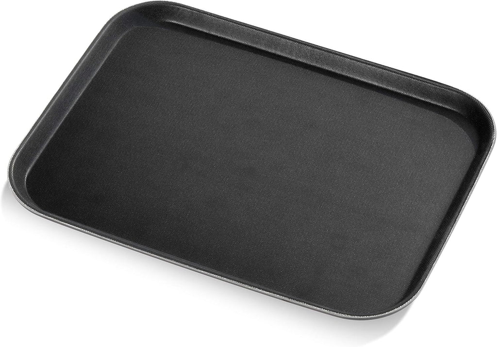 New Star Foodservice 24975 Restaurant Grade Non-Slip Tray, Plastic, Rubber Lined, Rectangular, 12-Inch x 16-Inch, Black