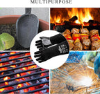 RAPICCA Fireplace Gloves Fire Heat Resistant: Black 14IN - Fireproof Leather for Fireplace Fire Pit Wood Stove Campfire Furnace BBQ Grill Oven Stick Mig Welding Welder Gear - Birthday Gift for men