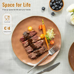 12 Pieces Dinnerware Sets,Plates and Bowls Sets, Handmade Reactive Glaze Dishes Set for 4 with at Least 10% Recycled Ceramic(Brownish Red)