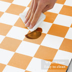 Checkered Dish Drying Mat for Kitchen Counter, Coffee Bar Station Accessories, Retro Cute Fall Aesthetic Modern Absorbent Drainer Mat Kitchen Drying Mat Easy Clean, Orange 12" x 19"