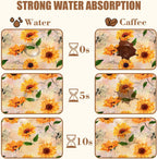 Dish Drying Mat Watercolor Sunflower Coffee Bar Mat for Countertop Absorbent Rubber Backed Hide Stain Dish Drainer Rack Pad Espresso Machine Cafe Table Dining Room Decoration 15.7 x 23.6 Inch