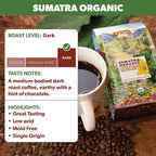 Low Acid Organic Coffee – Whole Bean, Mold-Free & Stomach Friendly by Java Planet, Sumatran Single Origin Coffee, Dark Roast, Smooth Full Flavored, 5LB Bag