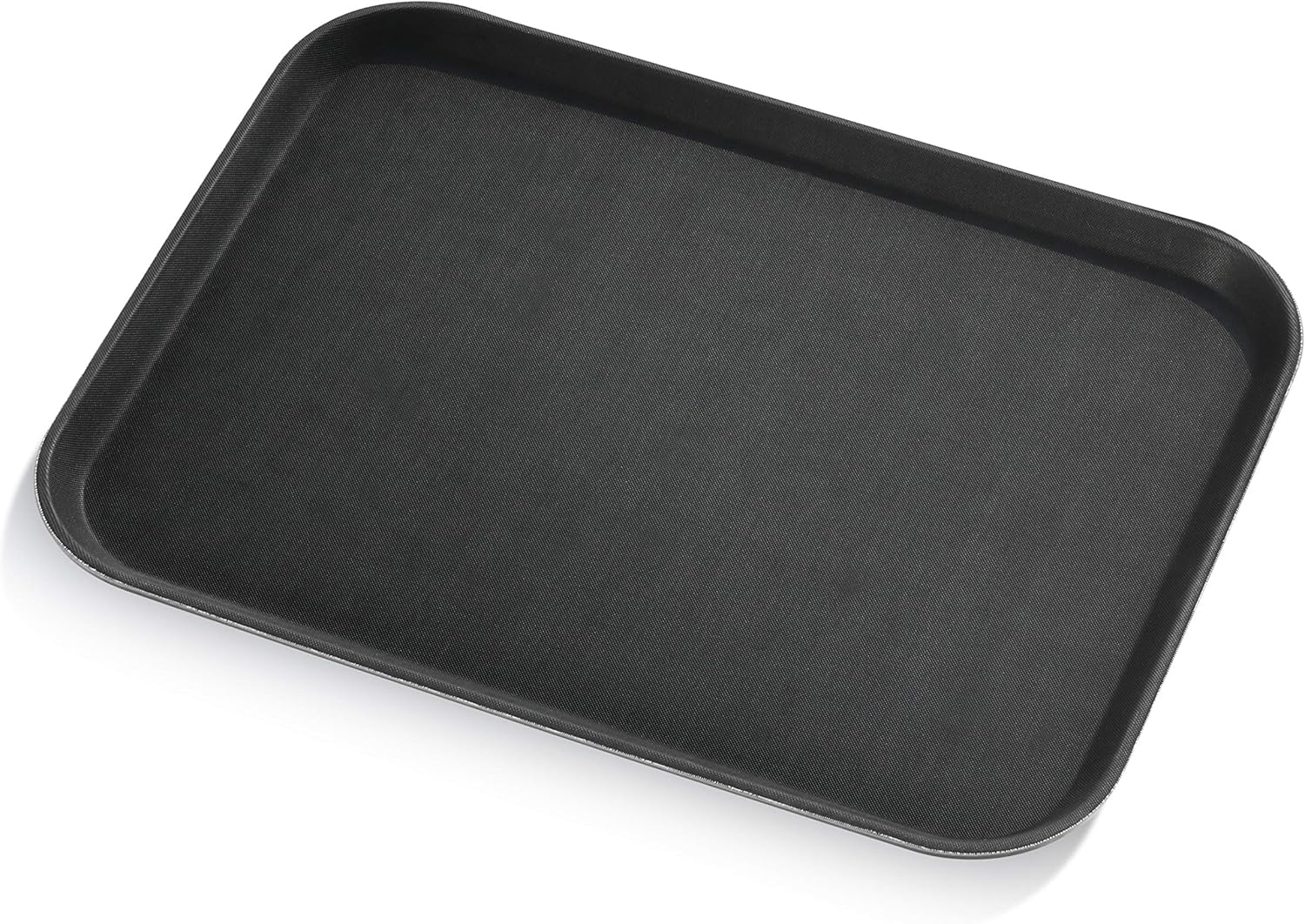 New Star Foodservice Restaurant Grade Non-Slip Tray, Plastic, Rubber Lined, Rectangular (Black, 15-Inch x 20-Inch)