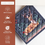 Maison d' Hermine Pot Holders 100% Cotton Heat Resistant Potholders 8" x 8" Hot Pads with Loop BBQ, Cooking, Baking, Grilling, Kitchen, Handling Hot Pans (Pack of 1, Christmas Joy)