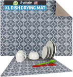 Drymate XL Dish Drying Mat, Oversized (19”x24”), Low-Profile, Super Absorbent, Quick Dry Fabric, Waterproof & Slip-Resistant, for Kitchen Counter, Trimmable, Easy to Clean (USA Made)(Indigo Grey)