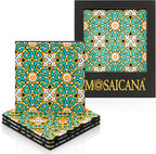 Emerald Tiles Silicone Coasters Set of 4, Protect Against Water Marks or Damage Fits All Cups, 3.5" Inch Size