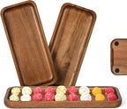 Acacia Wooden Tray Pack of 3 - Wood Serving Tray, Rectangle Cheese Plates - Charcuterie Boards, Wooden Trays for Decor, Vegetables, Fruit, Appetizer Trays (11.8 x 5.11 inches)