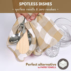 Native Fab 6 Pack Buffalo Check Kitchen Towels16 x26 - Cotton Dish Towels Washable - Absorbent Tea Towels, Soft Hand Towel with Hanging Loop, Dish Cloth Set - Beige White