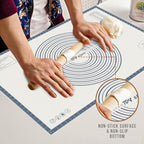 26 * 16 inches Grey, Non-Slip Silicone Baking Sheets - Baking Mat with 0.7mm Thickness - Non-Stick Pastry & Cookie Mat for Kitchen Counter for Rolling Out Dough with Measurements.