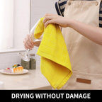 Homaxy 100% Cotton Terry Kitchen Towels(Yellow, 13 x 28 inches), Checkered Designed, Soft and Super Absorbent Dish Towels, 6 Pack