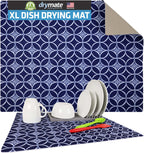 Drymate XL Dish Drying Mat, Oversized (19”x24”), Low-Profile, Super Absorbent, Quick Dry Fabric, Waterproof & Slip-Resistant, for Kitchen Counter, Trimmable, Easy to Clean (USA Made)(Indigo)