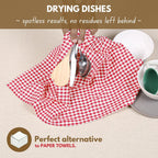 Native Fab Gingham Cotton Kitchen Towel 4 Pack 16"x26" - Absorbent Tea Linen Towels, Dish Cloths, Restaurant Cleaning Towel, Dish Towels with Hanging Loop, Red White