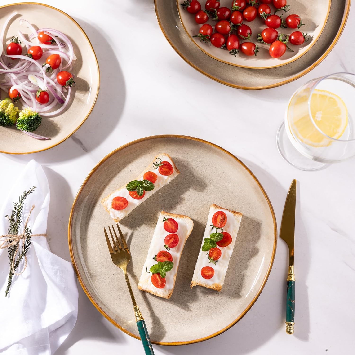 AmorArc Ceramic Plates Set of 6, 8.5 Inch Handmade Reactive Glaze Stoneware Plates set for Dessert, Salad, Appetizer, Small Dinner Plates, Microwave&Dishwasher Safe, Scratch Resistant