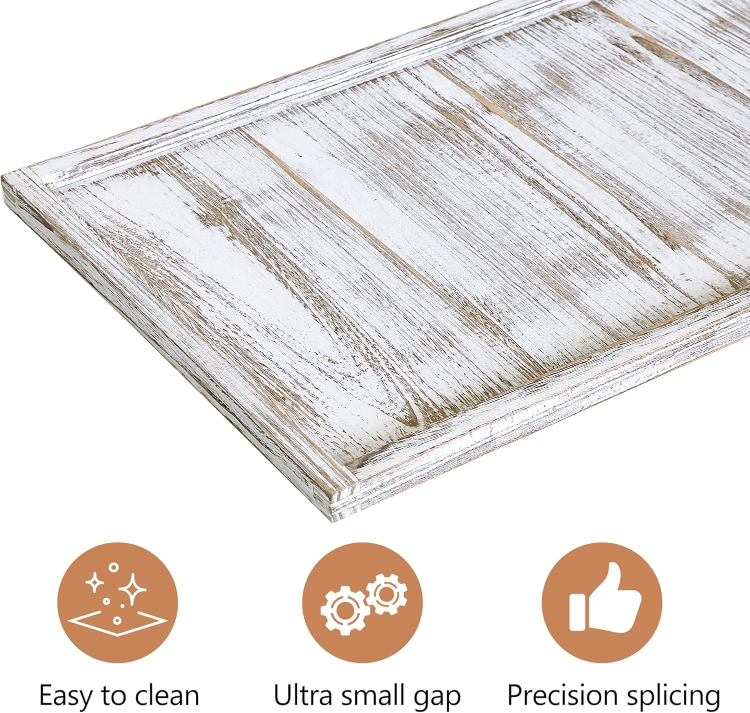 40"x20" Extra Large Long Rectangle Ottoman Table Tray - Rustic Wooden Serving Tray for Farmhouse Decorative Oversized Coffee Table Trays Living Room Kitchen Counter Breakfast White