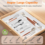 Expandable Large Silverware Organizer - BPA-Free Utensil Organizer for Kitchen Drawer, Adjustable Silverware Drawer Organizer Flatware Cutlery Tray for Spoons Forks Knives,10.2"-17.2" Wide