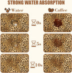 Leopard Print Dish Drying Mat for Kitchen Counter Coffee Bar Mat Hide Stain Absorbent Rubber Backed Coffee Maker Espresso Machine Accessories 11.8 x 19.7 Inch