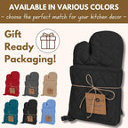 Native Fab Pot Holders and Oven Mitts Sets for Kitchen Heat Resistant - Hanging Non-Slip - 100% Cotton Kitchen Oven Mitts and Pot Holders 4-Piece Set - Black