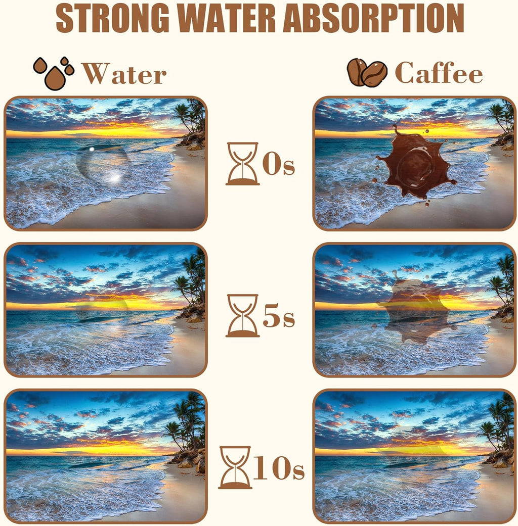 Sunrise over the Beach Coffee Mat Absorbent Dish Drying Mat for Kitchen Counter Hide Stain Rubber Backed Coffee Bar Accessories Fit Under Espresso Machine Cafe Table, 11.8 x 19.7 Inch