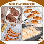 E-far Stainless Steel Baking Sheet with Wire Rack Set, 16” x 12” Cookie Sheet Baking Pan for Oven, Rimmed Large Metal Tray with Cooling Rack for Cooking Roasting, Non-Toxic & Dishwasher Safe