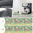 Dish Drying Mat Spring Flower Kitchen Mat 16"x24" Bsorbent Coffee Maker Mat for Dishes,Utensils Coffee Maker Pots and Pans Easy Clean Dish Slip Resistant Pad