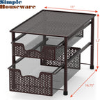Simple Houseware Stackable 2 Tier Sliding Basket Organizer Drawer, Bronze