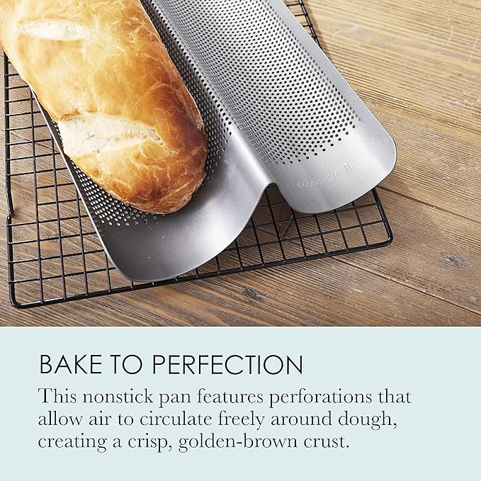 Chicago Metallic Commercial II Non-Stick Perforated French Bread Pan, Perfect for creating a crisp, golden-brown crust,
