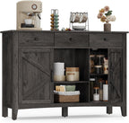 VASAGLE LIRY Collection - Buffet Cabinet, Coffee Bar Cabinet with 3 Drawers, Adjustable Shelves, Sideboard Storage with Cable Holes, Drawer Dividers, Antique Charcoal UBBK371B02V1