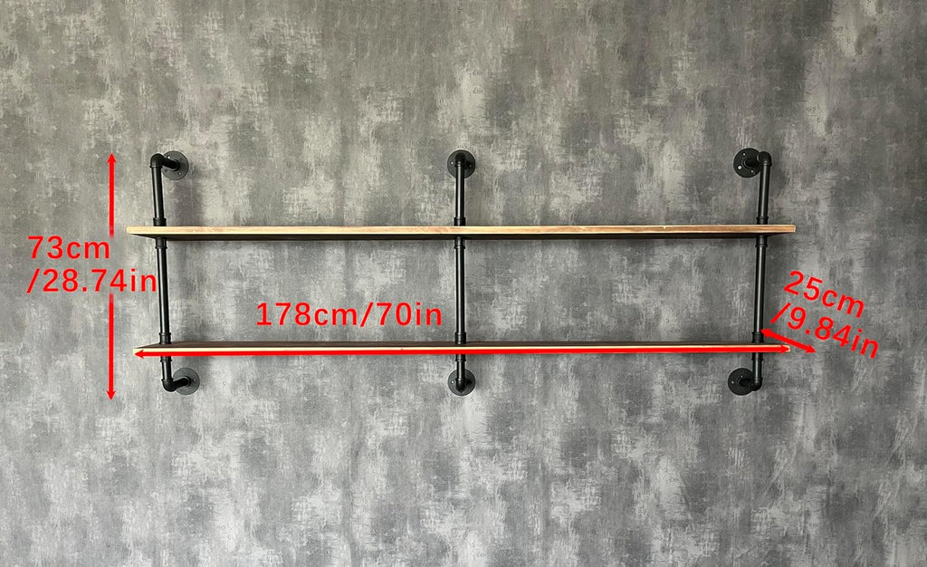 Floating Shelves Wall Bookshelf Industrial Pipe Shelving Shelves Real Wood Planks 70 inch Rustic Wall Shelves Hanging Bookshelves Farmhouse Kitchen Bar Shelving