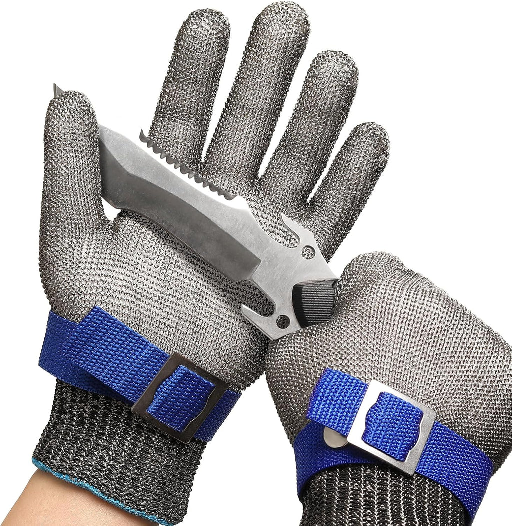 Schwer SlicePro ANSI A9 Cut Resistant Glove PR1706, Stainless Steel Mesh Metal Glove, Food Grade for Kitchen Cooking, Butcher Meat Cutting, Oyster Shucking, Mandoline, Fishing, Non-PFAS(M, 1 Pair)