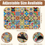 Talavera Mexican Tiles Dish Drying Mat for Kitchen Counter Bar Mat Hide Stain Absorbent Rubber Backed Coffee Mat Maker Espresso Machine Bar Accessories 11.8 x 19.7 Inch