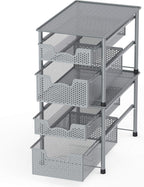 Simple Houseware Stackable 2 Tier Sliding Basket Organizer Drawer, Silver