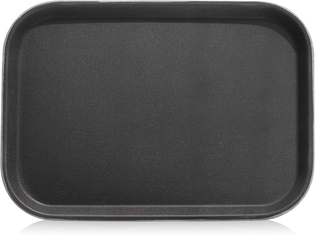 New Star Foodservice 24852 Restaurant Grade Non-Slip Tray, Plastic, Rubber Lined, Rectangular, 10-Inch x 14-Inch, Black
