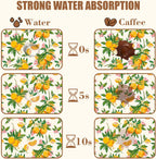 Dish Drying Mat Orange Fruit Floral Coffee Bar Mat for Countertop Absorbent Hide Stain Rubber Backed Dish Drainer Rack Pad Espresso Machine Dining Room Decoration 11.8 x 19.7 Inch