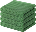 Homaxy 100% Cotton Waffle Weave Kitchen Dish Towels, Ultra Soft Absorbent Quick Drying Cleaning Towel, 13 x 28 Inches, 4-Pack, Grass Green