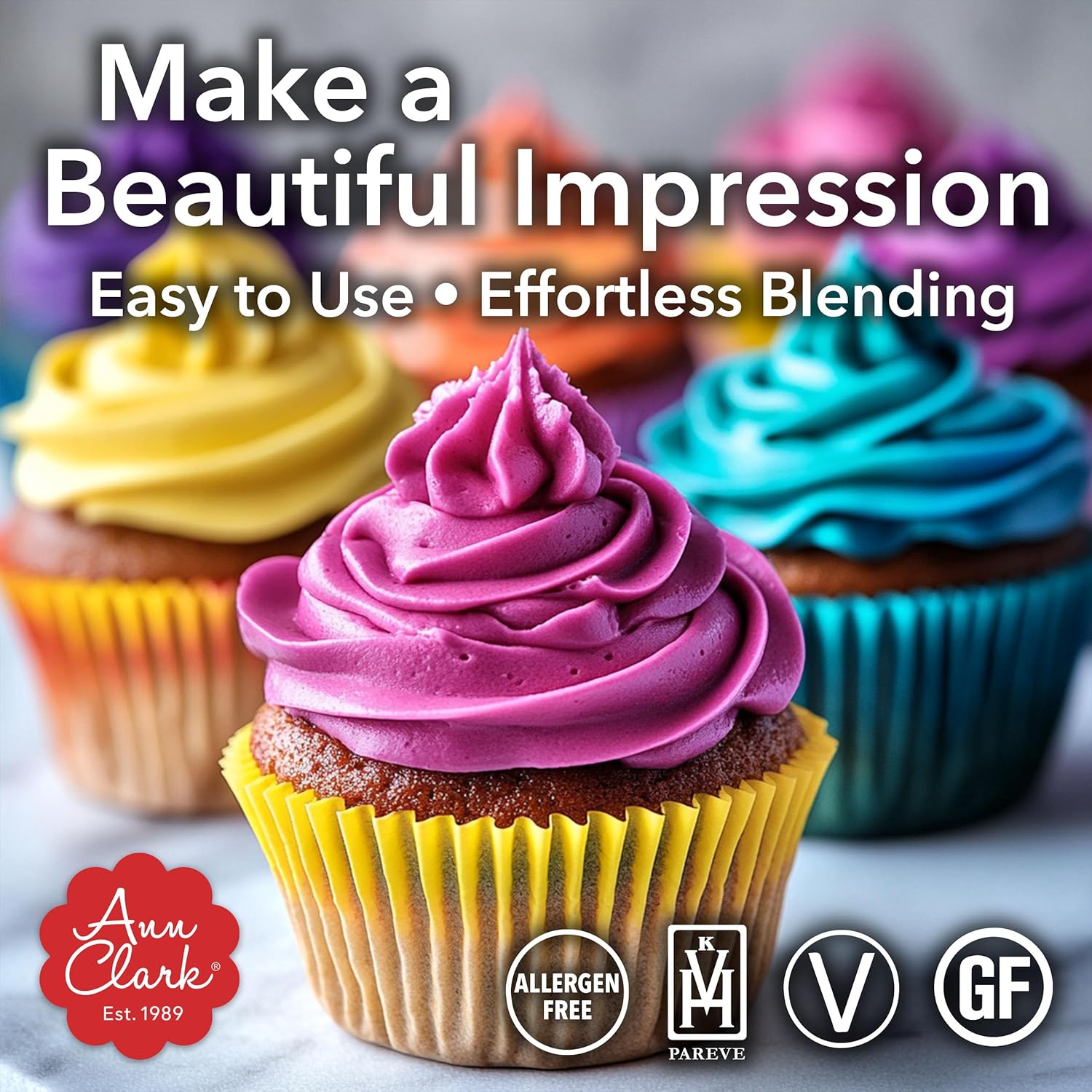 Ann Clark Gel Food Coloring Made in USA .7 oz, 6 Colors