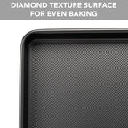 Tiawudi Baking Sheet Pan Set, 0.8mm Thick Heavy Duty Cookie Sheet with Diamond Texture Pattern, Nonstick Baking Tray for Oven, Carbon Steel Half, Jerry Roll Pan, Set of 3